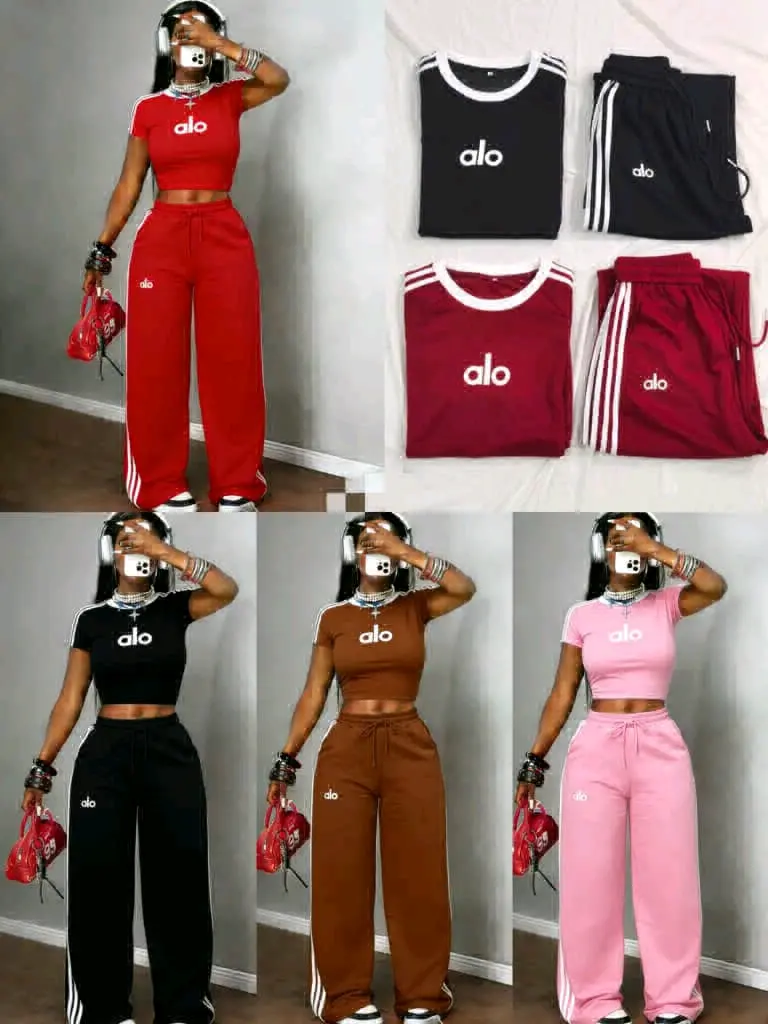 Women's 2-Piece Tracksuit (Crop Top & Wide-Leg Pants)