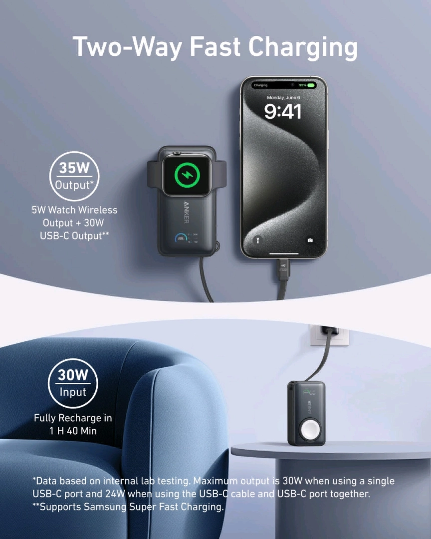 Anker MagGo Power Bank 10K, 35W for iPhone/Apple Watch thumbnail 5