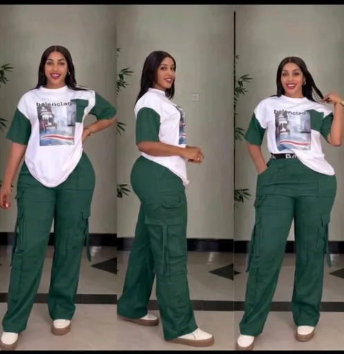 Women's 2-Piece Tracksuit (T-Shirt & Cargo Pants)