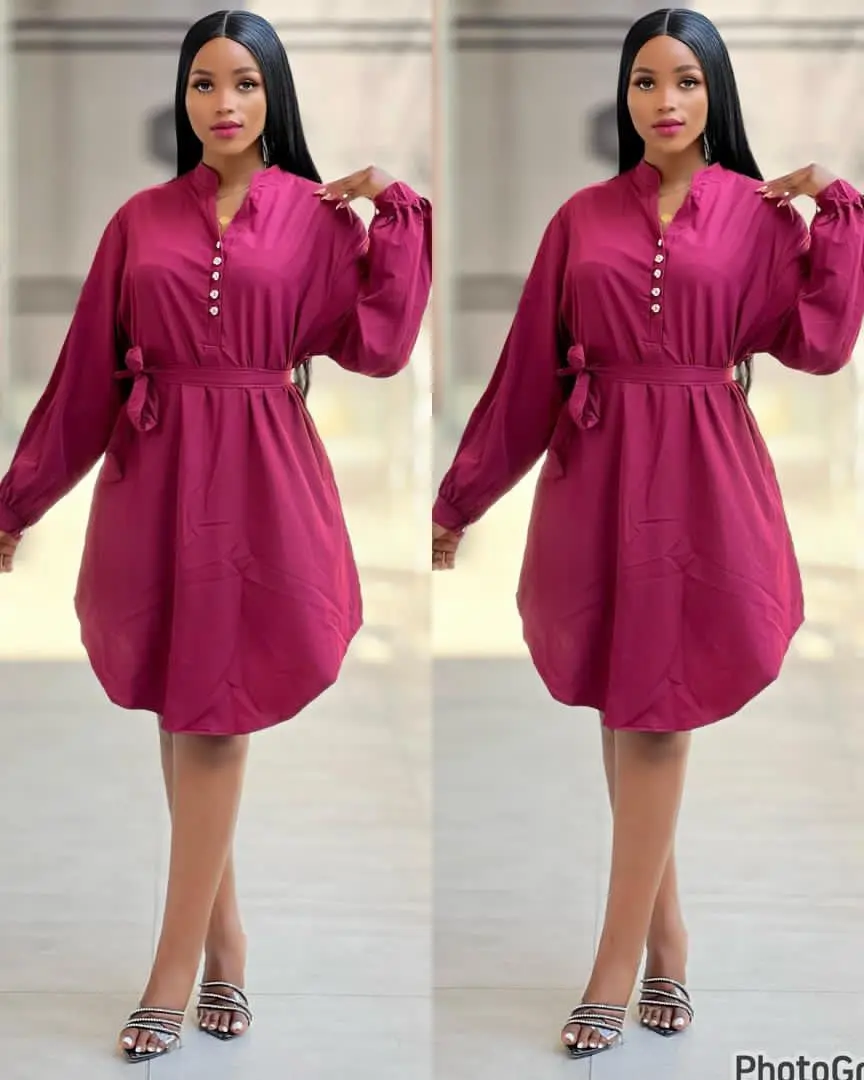 Bright Orange Long-Sleeved Button-Down Dress thumbnail 2