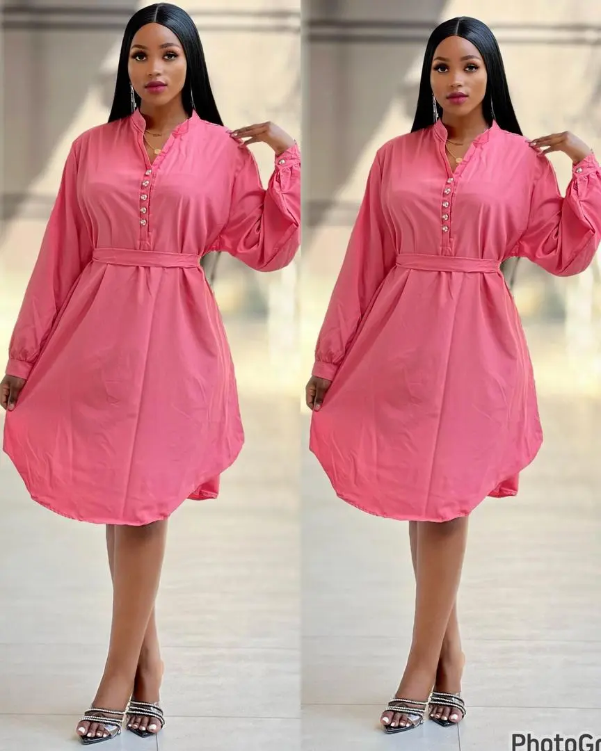 Bright Orange Long-Sleeved Button-Down Dress thumbnail 8
