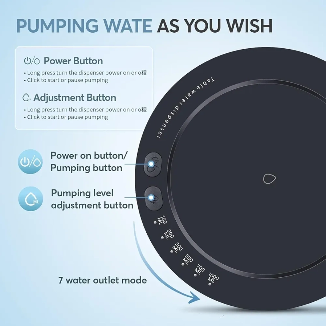 Smart Table Water Dispenser (Portable, USB Rechargeable) thumbnail 4