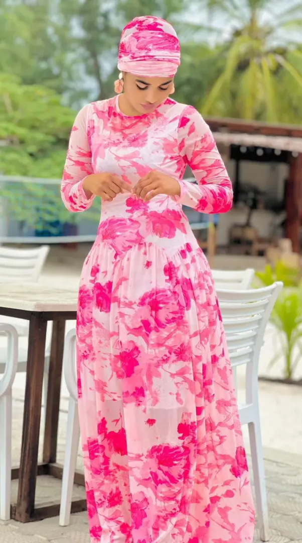 New Long Floral Dress with Head Covering thumbnail 5