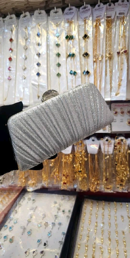 Silver Glittery Clutch Handbag