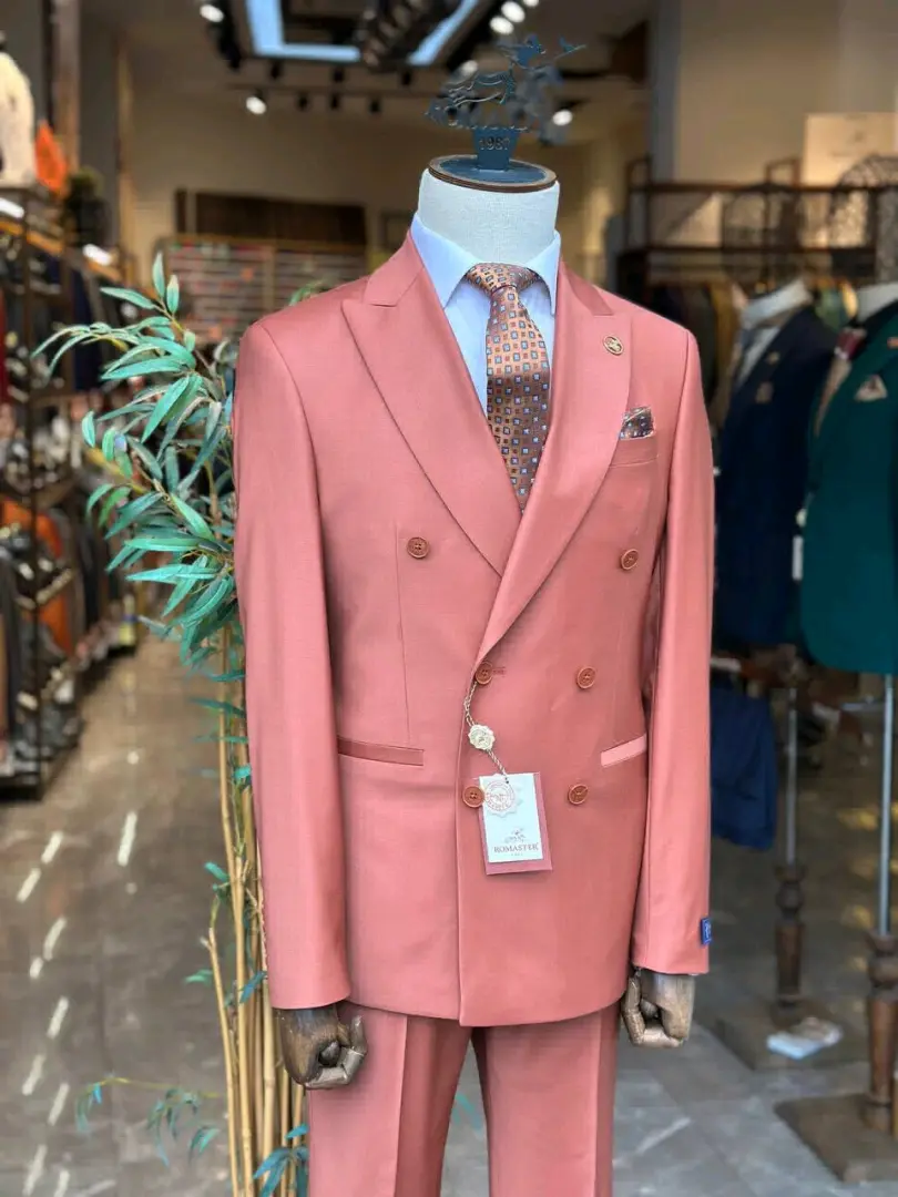ROMASTER 1987 Salmon Double-Breasted Men's Suit