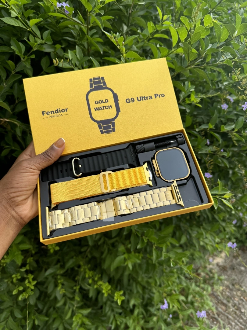 Fendior G9 Ultra Pro Gold Smart Watch with 3 Straps