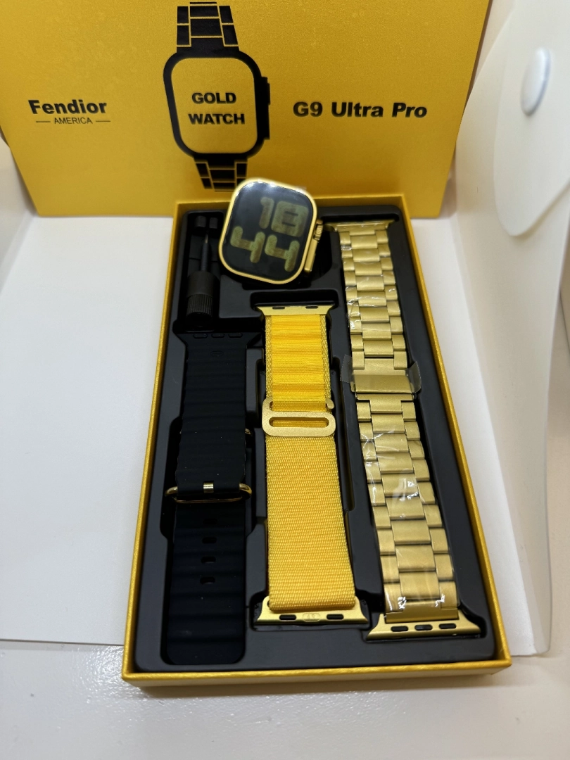 Fendior G9 Ultra Pro Gold Smart Watch with 3 Straps thumbnail 4