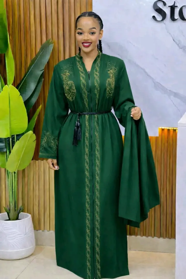 Abaya Dress Brown/Rust with Gold Embroidery thumbnail 5