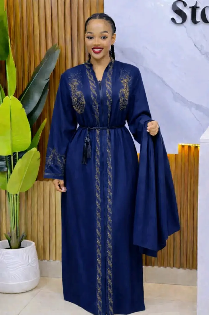 Abaya Dress Brown/Rust with Gold Embroidery thumbnail 6