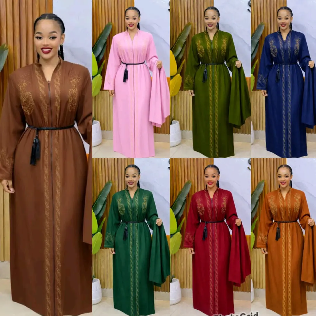 Abaya Dress Brown/Rust with Gold Embroidery thumbnail 8