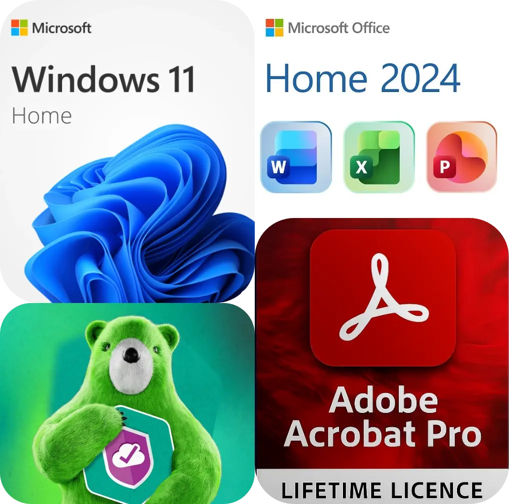 Software Bundle: Windows 11 Home, Microsoft Office Home + Kaspersky Basic 2026