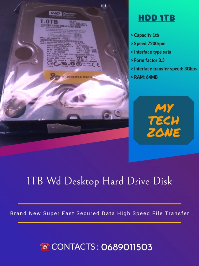 1TB WD Desktop Hard Drive Disk (HDD)