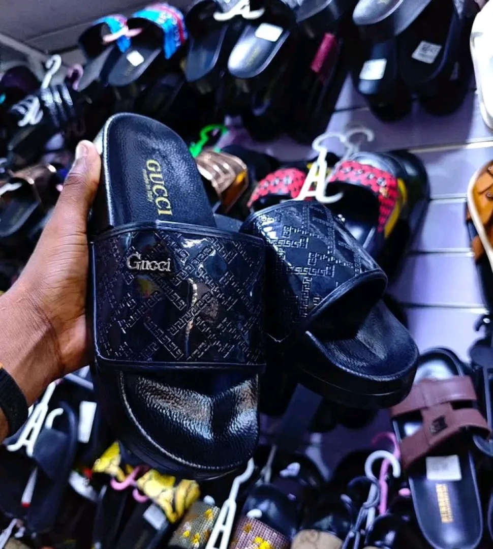 Gucci Black and Red Checkered Slide Sandals thumbnail 3