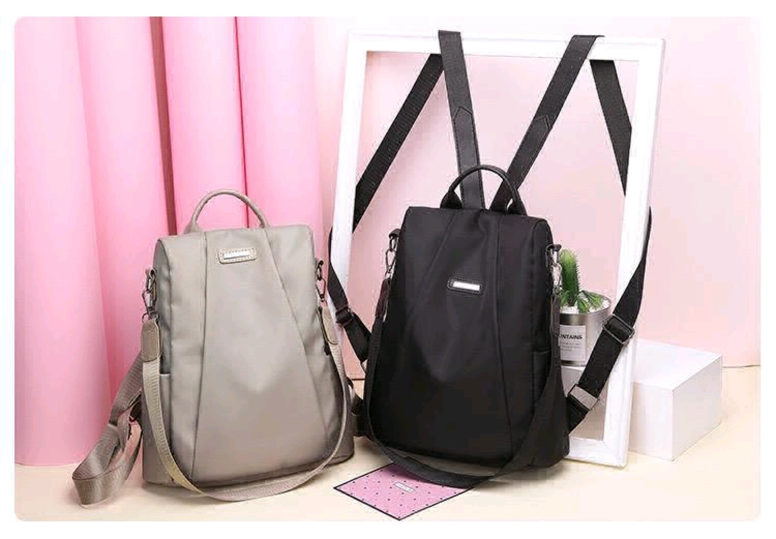 Stylish Women's Backpacks (Grey and Black)