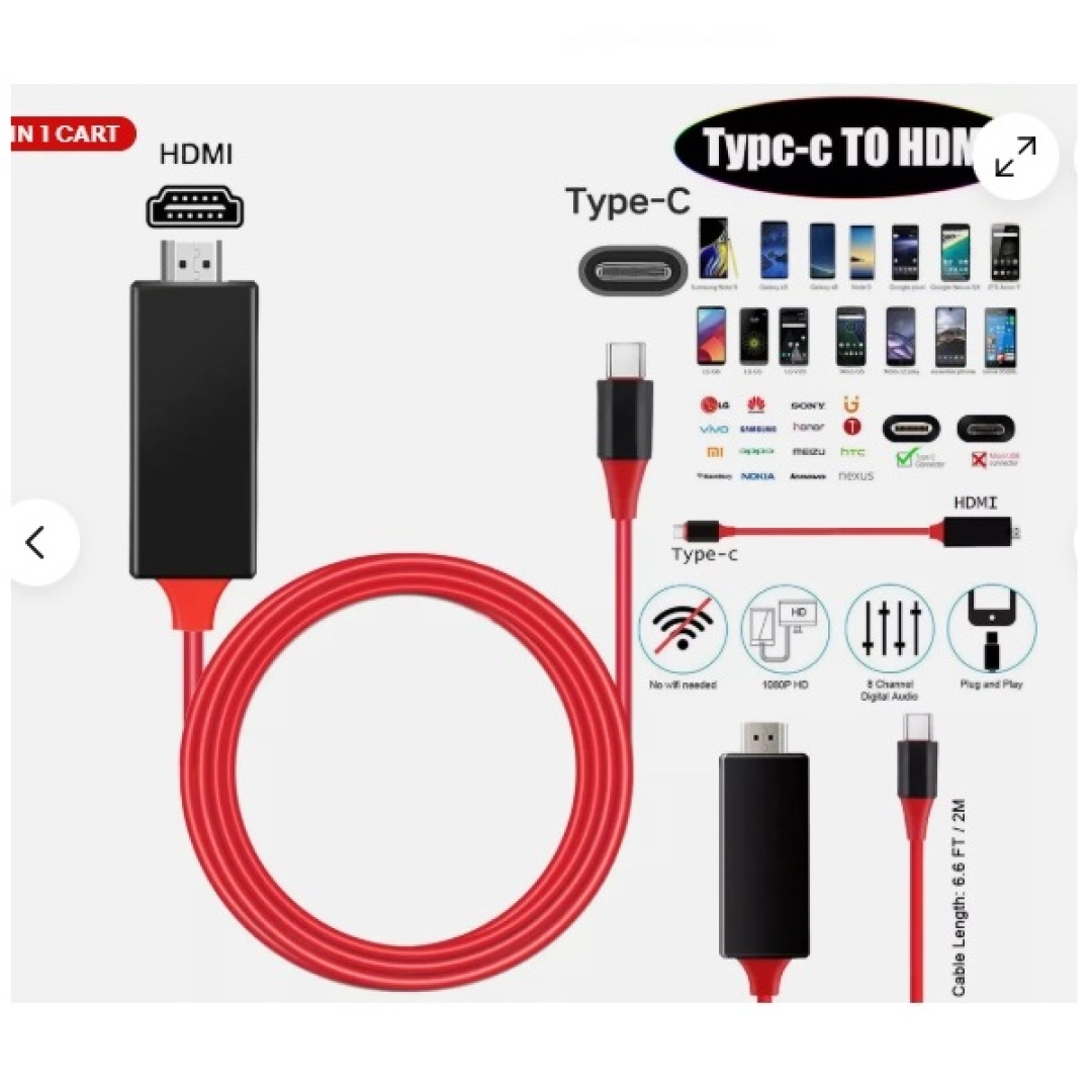 Red Type-C to HDMI Adapter Cable