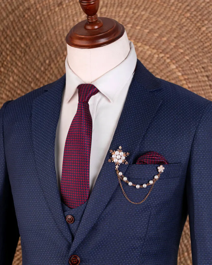 Three-Piece Navy Blue Men's Suit thumbnail 2