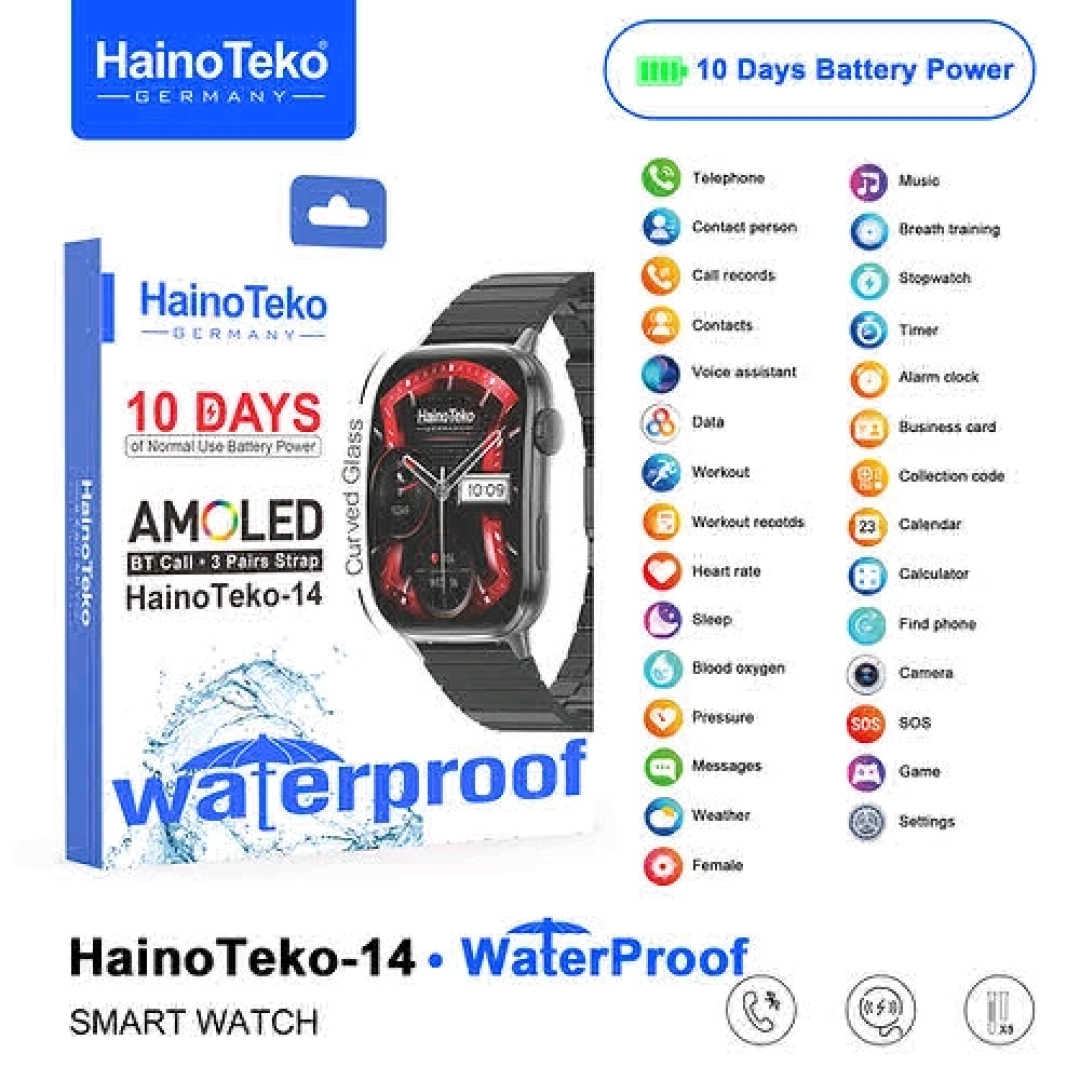 HainoTeko-14 Smart Watch Set with 3 Straps thumbnail 2