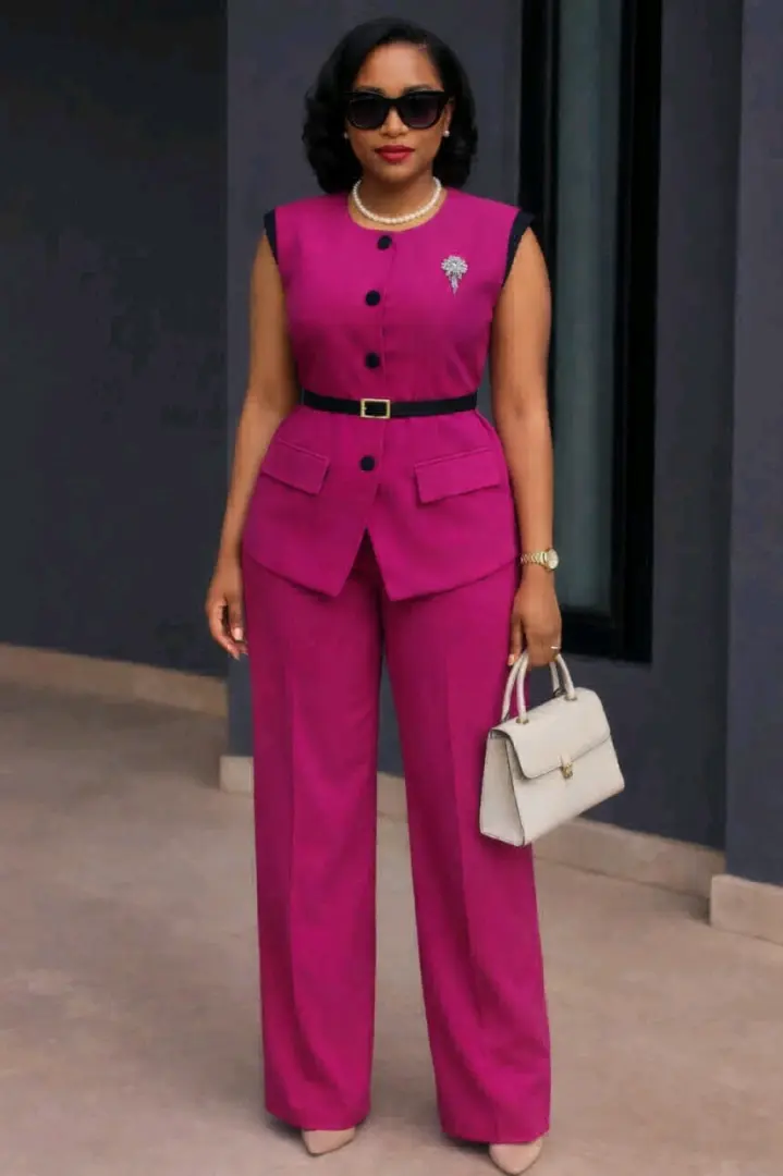 Women's Stylish Red Two-Piece Pantsuit thumbnail 3