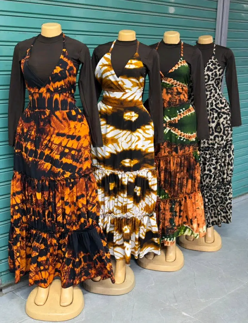 Long Tiered Maxi Dresses (Tie-Dye/Batik)