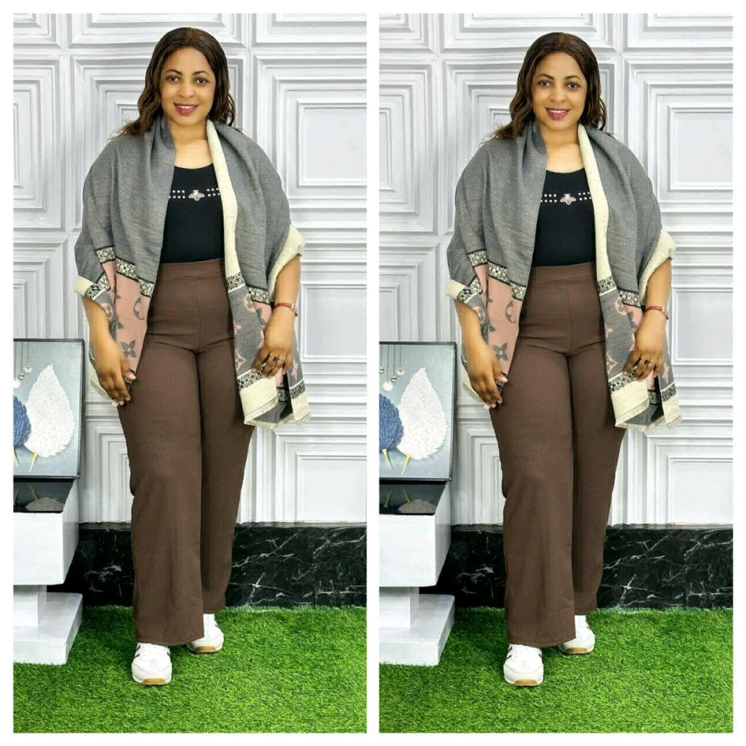 Poncho/Shawl ya Wanawake Blue na Beige thumbnail 5