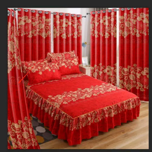 Full Set: 2 Bed Skirts, 4 Curtains & 4 Pillowcases