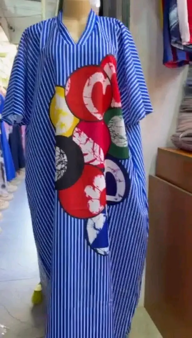 Kaftan Style Dress (Orange/White Stripes) thumbnail 2