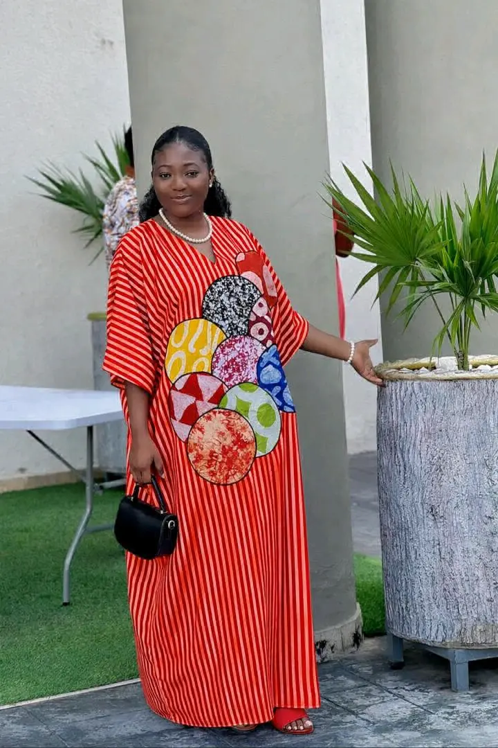 Kaftan Style Dress (Orange/White Stripes) thumbnail 4