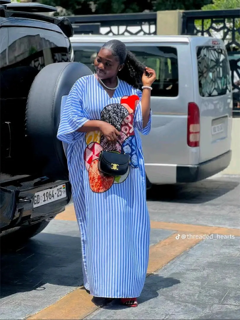 Kaftan Style Dress (Orange/White Stripes) thumbnail 5