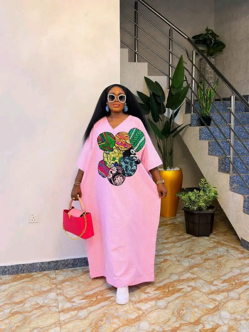 Kaftan Style Dress (Orange/White Stripes) thumbnail 6
