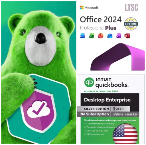 Microsoft Office 2024, QuickBooks 2024 & Kaspersky 2026 Bundle