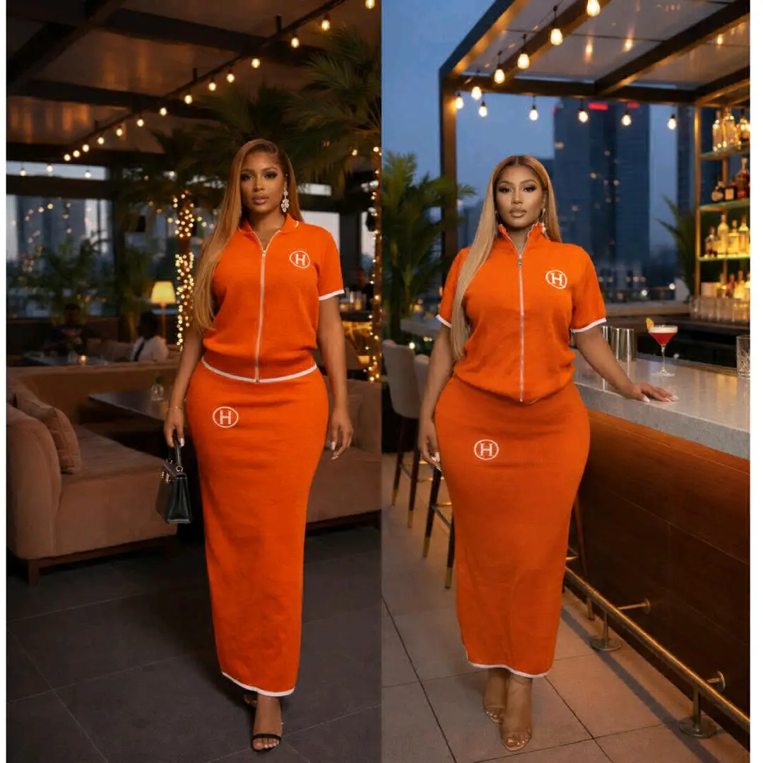 Orange Two-Piece Outfit (Skirt & Top) thumbnail 4