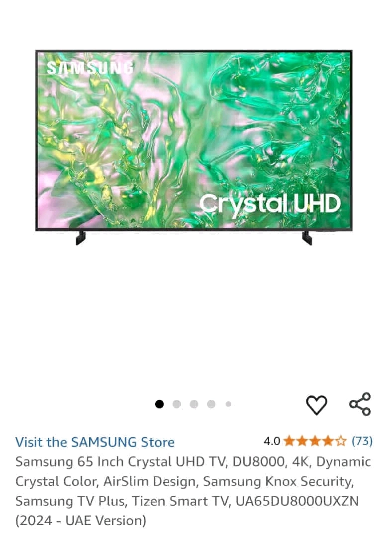 Samsung 65-inch Crystal UHD 4K Smart TV (2024 Model)