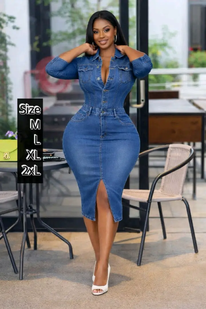 Blue Denim Button-Down Midi Dress