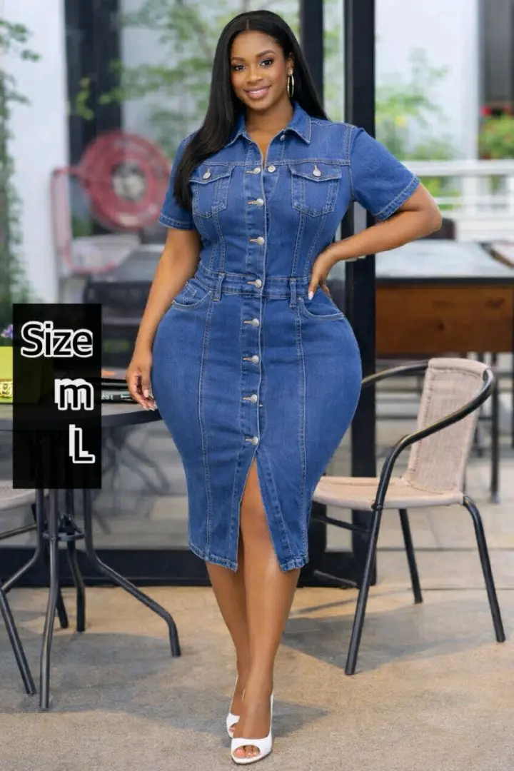 Blue Denim Button-Down Midi Dress thumbnail 2