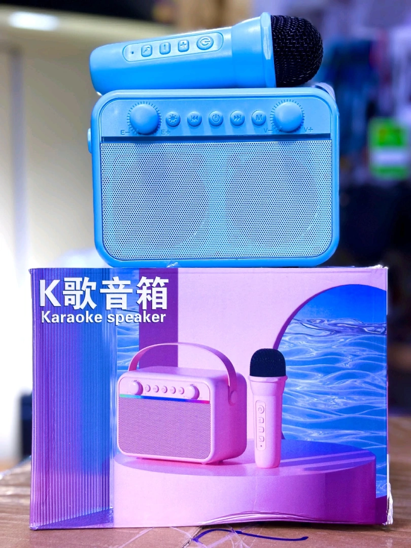 Blue Karaoke Speaker with Microphone