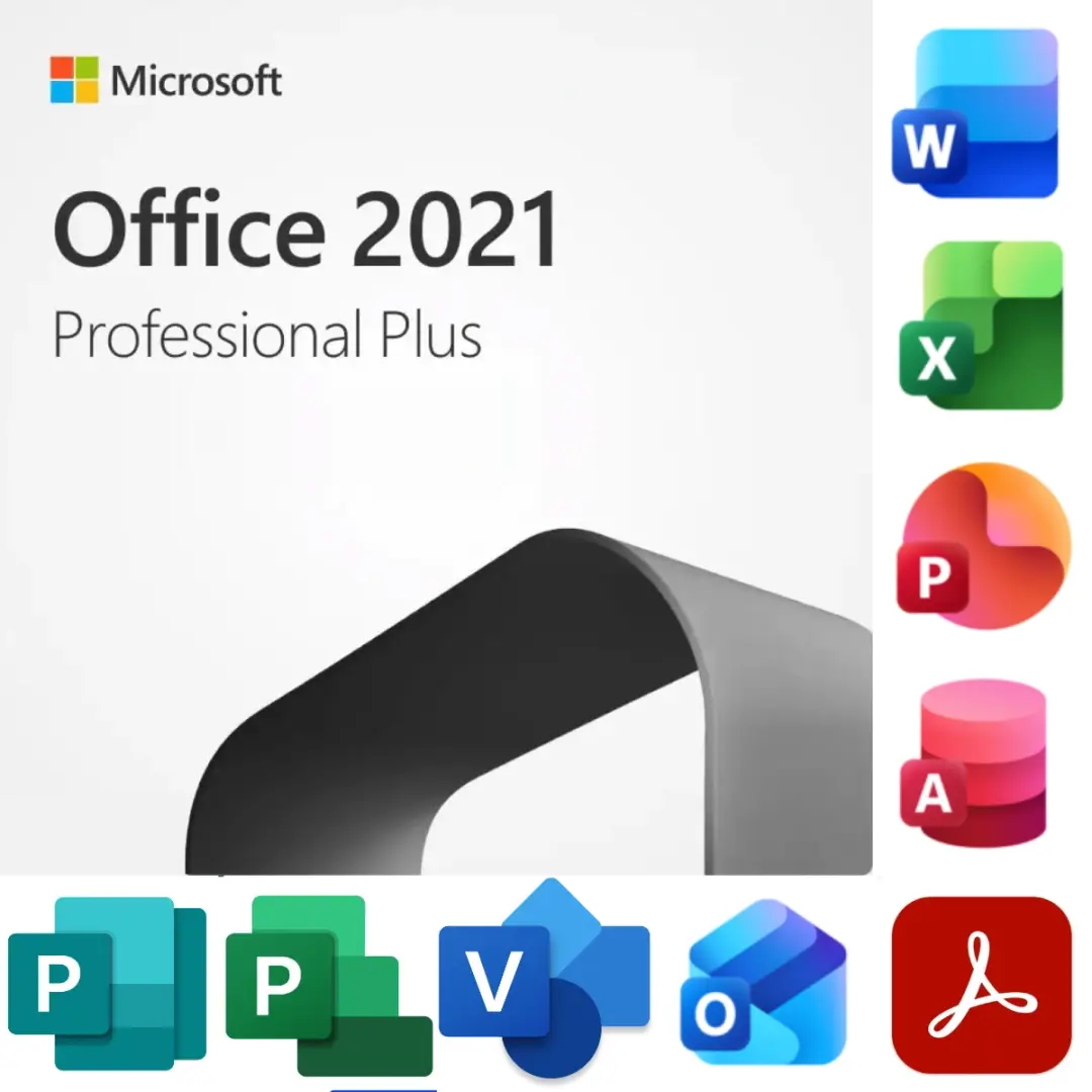 Microsoft Office 2021 Professional Plus ( Complete ) + Adobe Acrobat Pro DC
