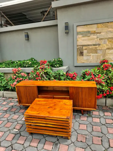 Wooden Coffee Table & Showcase Unit