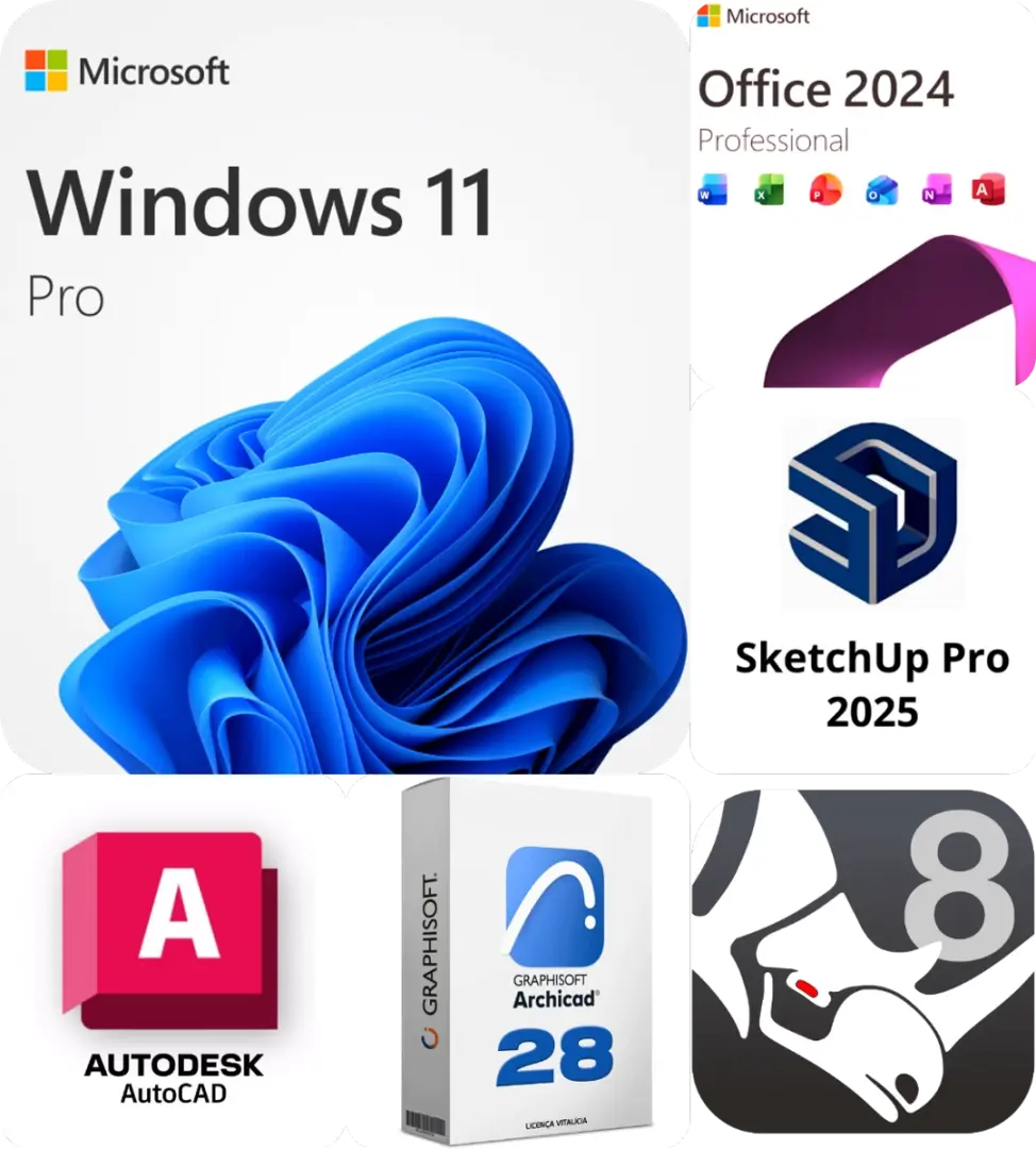 Windows 11 Pro + Microsoft Office 2024 Professional + CAD Softwares